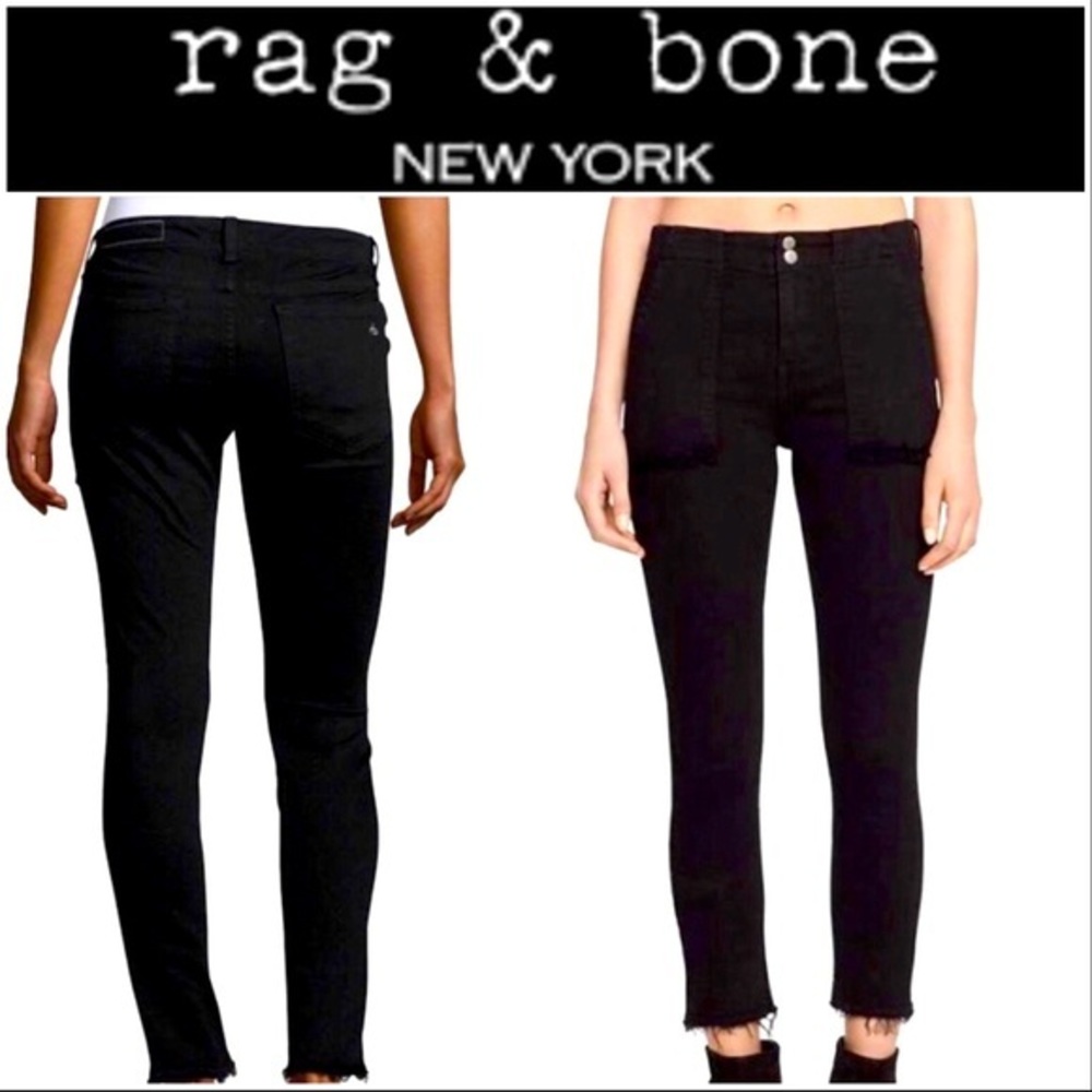 Black 'Denny' High Rise Skinny Ankle Jeans $225